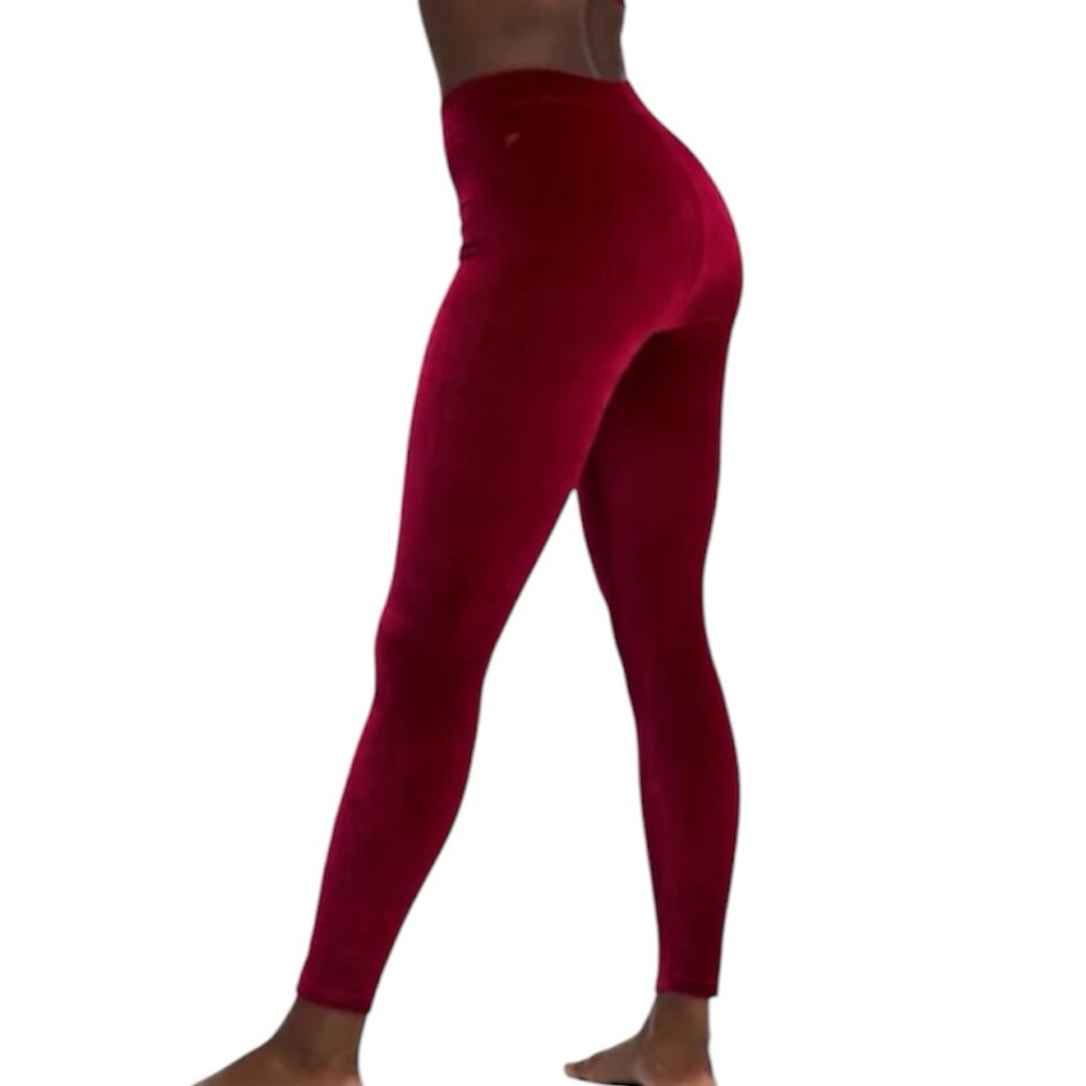 Fabletics Women's Burgundy High Waist‎ Emma Velour Leggings Size XL NEW